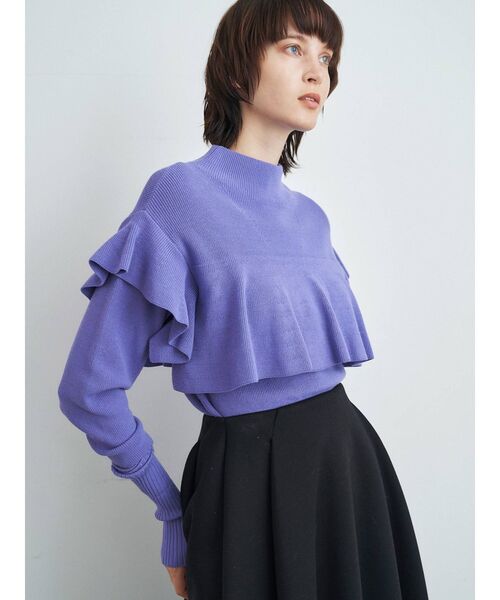 ELENDEEK（エレンディーク）の「フレアケープライクニット（ニット/セーター・レディース・オフホワイト/ラベンダー/ブラック・FREE）」の12枚目の写真