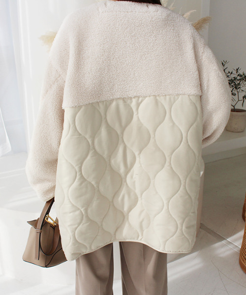 MODE ROBE（モードローブ）の「ボア切替キルティングショートコート（ブルゾン・レディース・アイボリー/ベージュ・FREE）」の8枚目の写真