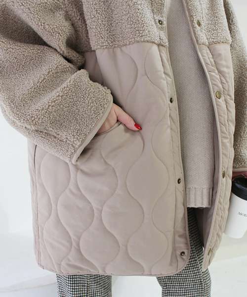 MODE ROBE（モードローブ）の「ボア切替キルティングショートコート（ブルゾン・レディース・アイボリー/ベージュ・FREE）」の15枚目の写真