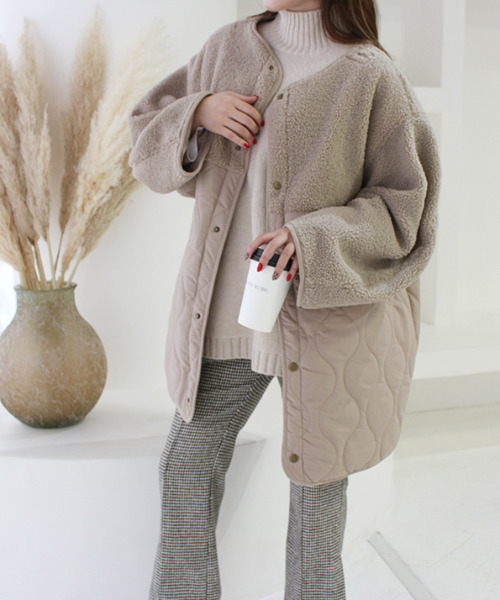 MODE ROBE（モードローブ）の「ボア切替キルティングショートコート（ブルゾン・レディース・アイボリー/ベージュ・FREE）」の16枚目の写真