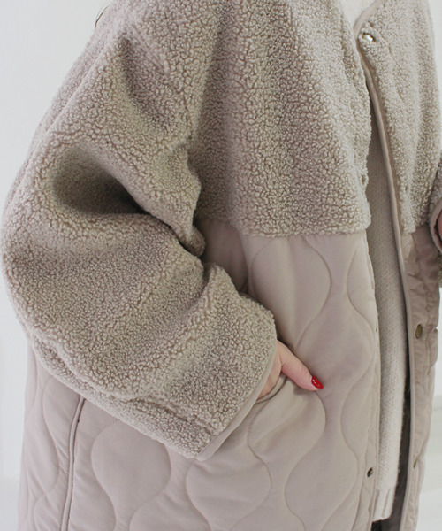 MODE ROBE（モードローブ）の「ボア切替キルティングショートコート（ブルゾン・レディース・アイボリー/ベージュ・FREE）」の18枚目の写真