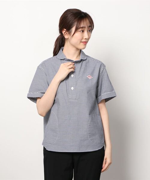 DANTON - DANTON チェック　プルオーバー　シャツ　ブラウス　36 グレー　ダントン DANTON（ダントン）の「DANTON/ダントン オックスチェック