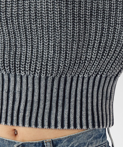 SPIRALGIRL（スパイラルガール）の「畦編みブリーチニットトップス（ニット/セーター・レディース・ネイビー/オフホワイト/オレンジ・FREE）」の14枚目の写真