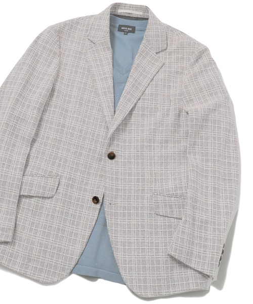 MEN'S BIGI（メンズビギ）の「＜FORTEX＞ツイードジャージ ジャガードチェックジャケット　fabric made in italy（テーラードジャケット・メンズ・ブラック/ベージュ・01/02/03/04）」の2枚目の写真