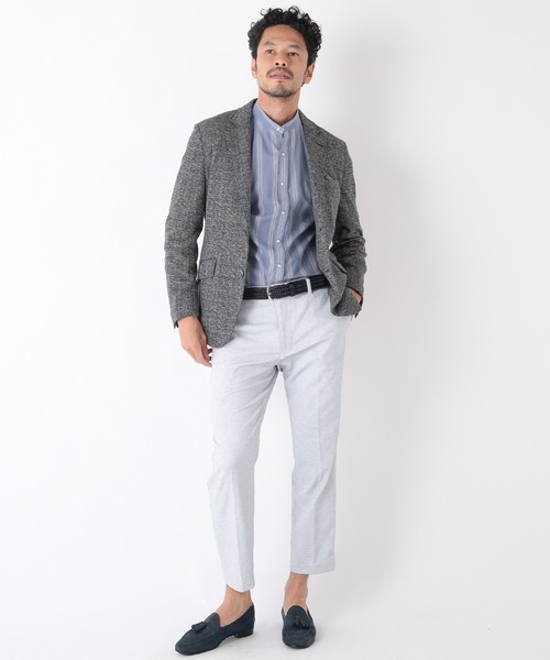 MEN'S BIGI（メンズビギ）の「＜FORTEX＞ツイードジャージ ジャガードチェックジャケット　fabric made in italy（テーラードジャケット・メンズ・ブラック/ベージュ・01/02/03/04）」の7枚目の写真