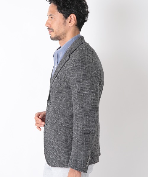 MEN'S BIGI（メンズビギ）の「＜FORTEX＞ツイードジャージ ジャガードチェックジャケット　fabric made in italy（テーラードジャケット・メンズ・ブラック/ベージュ・01/02/03/04）」の20枚目の写真