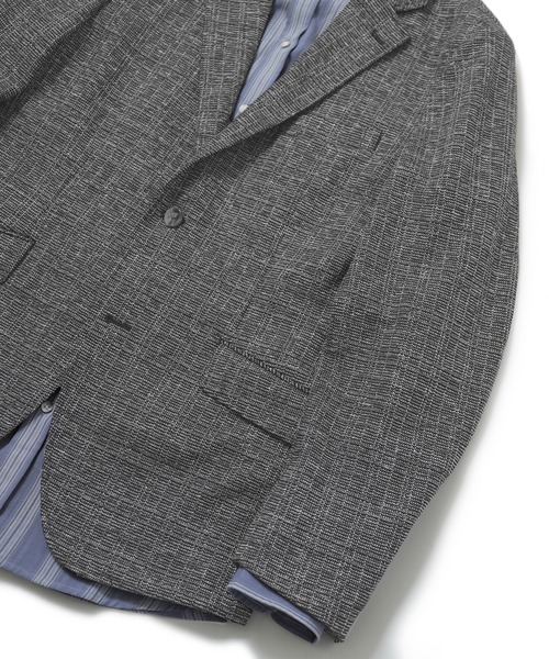 MEN'S BIGI（メンズビギ）の「＜FORTEX＞ツイードジャージ ジャガードチェックジャケット　fabric made in italy（テーラードジャケット・メンズ・ブラック/ベージュ・01/02/03/04）」の12枚目の写真