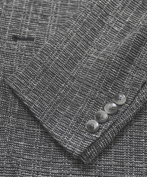 MEN'S BIGI（メンズビギ）の「＜FORTEX＞ツイードジャージ ジャガードチェックジャケット　fabric made in italy（テーラードジャケット・メンズ・ブラック/ベージュ・01/02/03/04）」の13枚目の写真