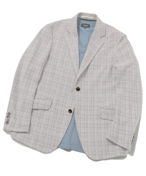MEN'S BIGI（メンズビギ）の「＜FORTEX＞ツイードジャージ ジャガードチェックジャケット　fabric made in italy（テーラードジャケット・メンズ・ブラック/ベージュ・01/02/03/04）」の10枚目の写真