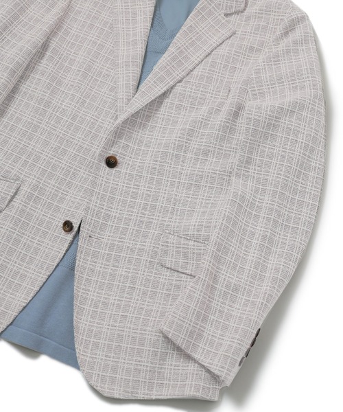 MEN'S BIGI（メンズビギ）の「＜FORTEX＞ツイードジャージ ジャガードチェックジャケット　fabric made in italy（テーラードジャケット・メンズ・ブラック/ベージュ・01/02/03/04）」の18枚目の写真