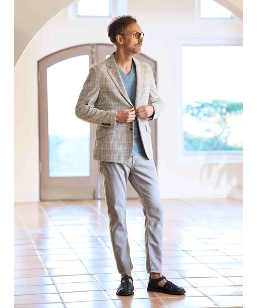 MEN'S BIGI（メンズビギ）の「＜FORTEX＞ツイードジャージ ジャガードチェックジャケット　fabric made in italy（テーラードジャケット・メンズ・ブラック/ベージュ・01/02/03/04）」の22枚目の写真