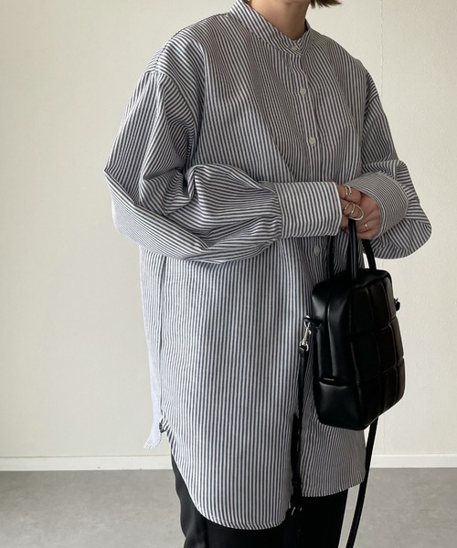y/m by misato(イムバイミサト)の「ストライプケープシャツ(シャツ/ブラウス・レディース・ブラック/ブルー/グリーン・FREE)」の22枚目の写真