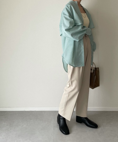 y/m by misato(イムバイミサト)の「ストライプケープシャツ(シャツ/ブラウス・レディース・ブラック/ブルー/グリーン・FREE)」の19枚目の写真