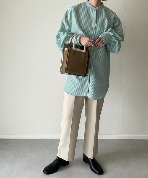 y/m by misato(イムバイミサト)の「ストライプケープシャツ(シャツ/ブラウス・レディース・ブラック/ブルー/グリーン・FREE)」の16枚目の写真