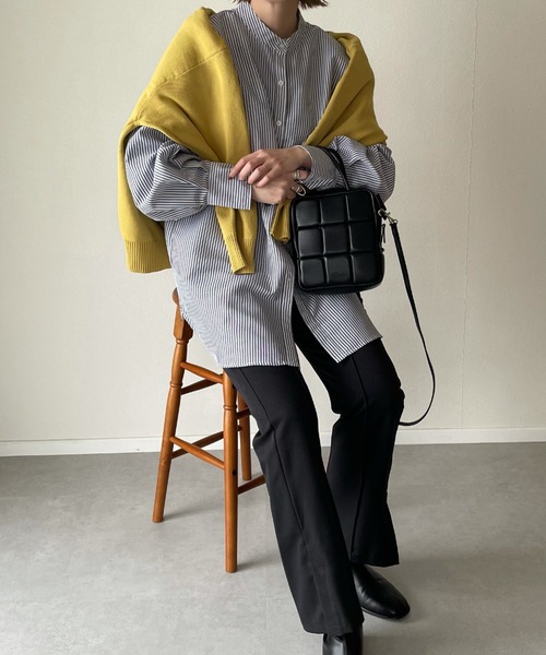 y/m by misato(イムバイミサト)の「ストライプケープシャツ(シャツ/ブラウス・レディース・ブラック/ブルー/グリーン・FREE)」の15枚目の写真