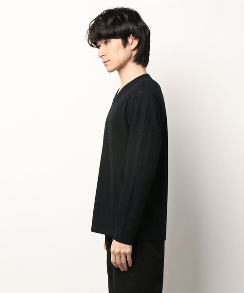 NICOLE CLUB FOR MEN（ニコルクラブフォーメン）の「【22年春モデル】アランニットボンディングＶネックプルオーバー（Tシャツ/カットソー・メンズ・ブラック/オフホワイト/ホワイト×ブラック/レッド系その他・MEDIUM/LARGE/X-LARGE）」の5枚目の写真