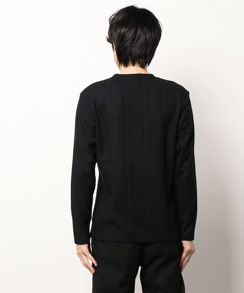 NICOLE CLUB FOR MEN（ニコルクラブフォーメン）の「【22年春モデル】アランニットボンディングＶネックプルオーバー（Tシャツ/カットソー・メンズ・ブラック/オフホワイト/ホワイト×ブラック/レッド系その他・MEDIUM/LARGE/X-LARGE）」の6枚目の写真