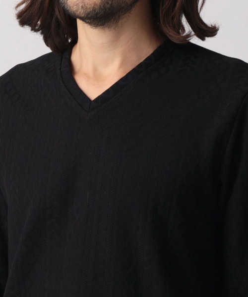 NICOLE CLUB FOR MEN（ニコルクラブフォーメン）の「【22年春モデル】アランニットボンディングＶネックプルオーバー（Tシャツ/カットソー・メンズ・ブラック/オフホワイト/ホワイト×ブラック/レッド系その他・MEDIUM/LARGE/X-LARGE）」の13枚目の写真