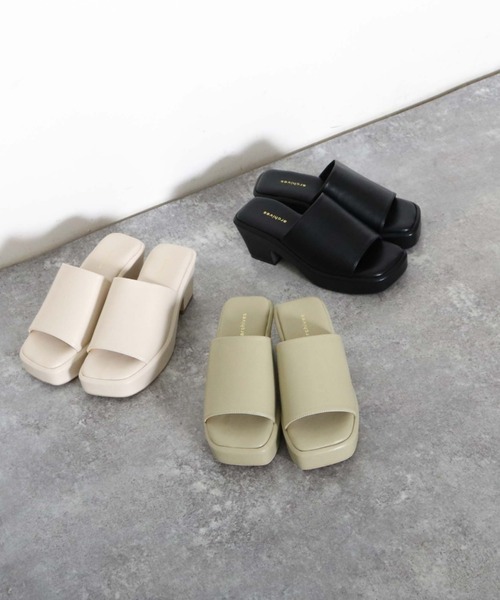 archives(アルシーヴ)の「厚底ミュール(サンダル・レディース・ブラック/アイボリー/ミント・MEDIUM/LARGE)」の1枚目の写真