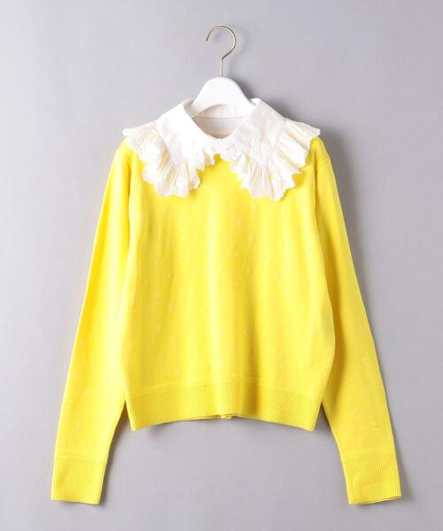 MUVEIL（ミュベール）の「＜MUVEIL（ミュベール）＞クローバーレース カーディガン ■■■（カーディガン/ボレロ・レディース・イエロー/ネイビー・36）」の2枚目の写真