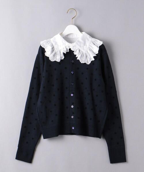 MUVEIL（ミュベール）の「＜MUVEIL（ミュベール）＞クローバーレース カーディガン ■■■（カーディガン/ボレロ・レディース・イエロー/ネイビー・36）」の7枚目の写真