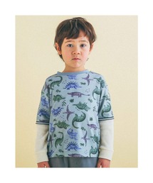 SLAP SLIP（スラップスリップ）の「SLAPSLIP/恐竜ワッフルレイヤード風Tシャツ(80～130cm)（Tシャツ/カットソー・キッズ）」