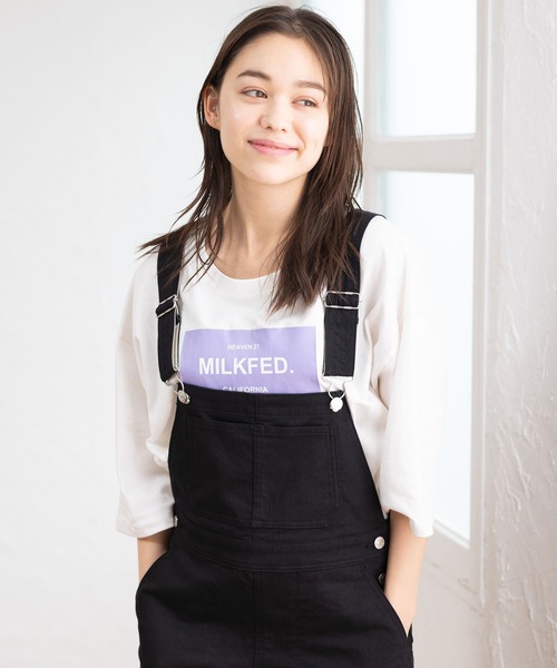 MILKFED.(ミルクフェド)の「SQUARE LOGO TOP(Tシャツ/カットソー・レディース・ホワイト/ネイビー/ライトピンク・ONE SIZE)」の2枚目の写真