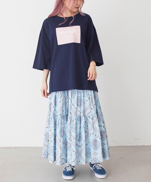 MILKFED.(ミルクフェド)の「SQUARE LOGO TOP(Tシャツ/カットソー・レディース・ホワイト/ネイビー/ライトピンク・ONE SIZE)」の15枚目の写真