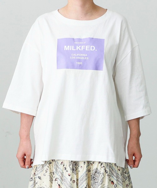 MILKFED.(ミルクフェド)の「SQUARE LOGO TOP(Tシャツ/カットソー・レディース・ホワイト/ネイビー/ライトピンク・ONE SIZE)」の12枚目の写真