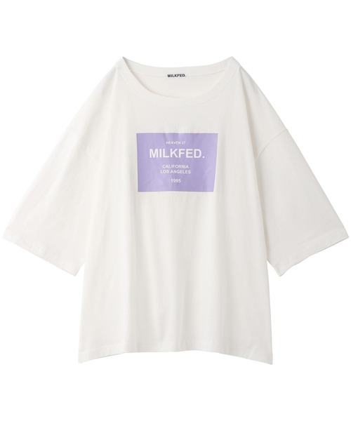 MILKFED.(ミルクフェド)の「SQUARE LOGO TOP(Tシャツ/カットソー・レディース・ホワイト/ネイビー/ライトピンク・ONE SIZE)」の4枚目の写真