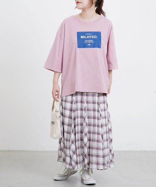 MILKFED.(ミルクフェド)の「SQUARE LOGO TOP(Tシャツ/カットソー・レディース・ホワイト/ネイビー/ライトピンク・ONE SIZE)」の20枚目の写真
