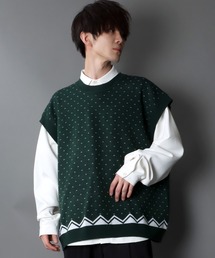 SITRY | Big silhouette Patterned Knit vest/ビッグシルエット 総柄 ニットベスト(ベスト)