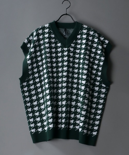 SITRY（シトリー）の「Big silhouette Patterned Knit vest/ビッグシルエット 総柄 ニットベスト（ベスト・メンズ・チャコールグレー/グリーン/グリーン系その他/ベージュ系その他2/グリーン系その他3/ベージュ/ベージュ系その他/グレー系その他3/グリーン系その他2/ブラック/グレー系その他/グレー系その他2・XL/L/M）」の12枚目の写真