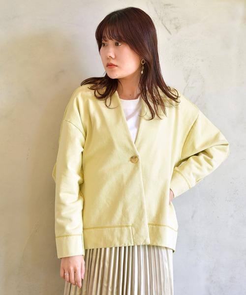 kese-moi(ケセモイ)の「裏毛×ニットカーディガン(ニット/セーター・レディース・ベージュ/オフホワイト/イエロー・FREE)」の3枚目の写真