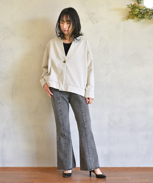 kese-moi(ケセモイ)の「裏毛×ニットカーディガン(ニット/セーター・レディース・ベージュ/オフホワイト/イエロー・FREE)」の11枚目の写真