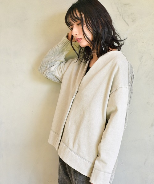 kese-moi(ケセモイ)の「裏毛×ニットカーディガン(ニット/セーター・レディース・ベージュ/オフホワイト/イエロー・FREE)」の15枚目の写真