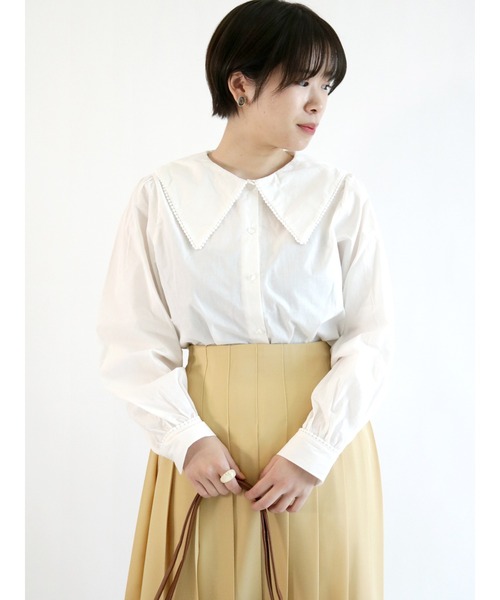 ehka sopo（エヘカソポ）の「ドットレース衿ブラウス（シャツ/ブラウス・レディース・オフホワイト/ラベンダー/キナリ・ﾌﾘ-）」の2枚目の写真