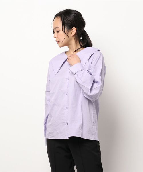 ehka sopo（エヘカソポ）の「ドットレース衿ブラウス（シャツ/ブラウス・レディース・オフホワイト/ラベンダー/キナリ・ﾌﾘ-）」の6枚目の写真