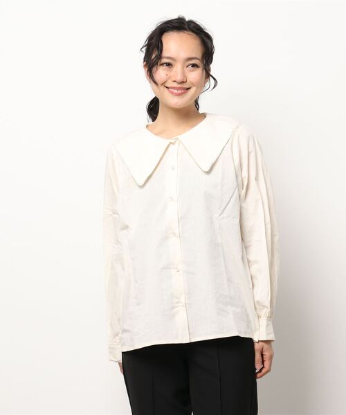 ehka sopo（エヘカソポ）の「ドットレース衿ブラウス（シャツ/ブラウス・レディース・オフホワイト/ラベンダー/キナリ・ﾌﾘ-）」の7枚目の写真