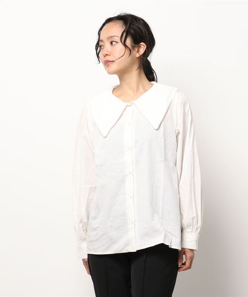 ehka sopo（エヘカソポ）の「ドットレース衿ブラウス（シャツ/ブラウス・レディース・オフホワイト/ラベンダー/キナリ・ﾌﾘ-）」の8枚目の写真