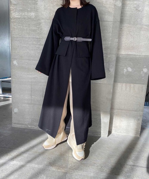 I_am（アイアム）の「corset belt no collar coat（ノーカラーコート・レディース・ブラック/ベージュ/テラコッタ・FREE）」の5枚目の写真