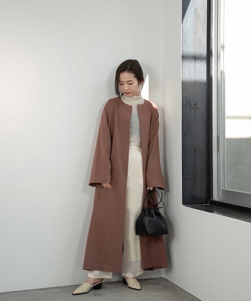 I_am（アイアム）の「corset belt no collar coat（ノーカラーコート・レディース・ブラック/ベージュ/テラコッタ・FREE）」の22枚目の写真