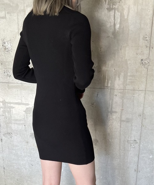 one way（ワンウェイ）の「5分袖ウエストリブニットワンピース（ワンピース・レディース・ライトグレー/ライトブルー/ブラック・FREE）」の21枚目の写真