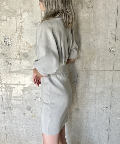 one way（ワンウェイ）の「5分袖ウエストリブニットワンピース（ワンピース・レディース・ライトグレー/ライトブルー/ブラック・FREE）」の10枚目の写真