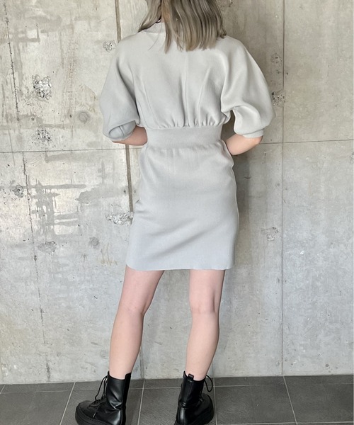 one way（ワンウェイ）の「5分袖ウエストリブニットワンピース（ワンピース・レディース・ライトグレー/ライトブルー/ブラック・FREE）」の11枚目の写真