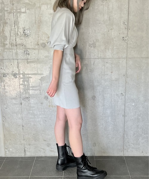 one way（ワンウェイ）の「5分袖ウエストリブニットワンピース（ワンピース・レディース・ライトグレー/ライトブルー/ブラック・FREE）」の12枚目の写真