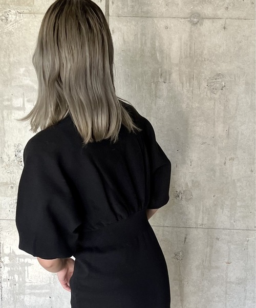 one way（ワンウェイ）の「5分袖ウエストリブニットワンピース（ワンピース・レディース・ライトグレー/ライトブルー/ブラック・FREE）」の19枚目の写真