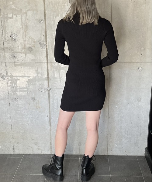 one way（ワンウェイ）の「5分袖ウエストリブニットワンピース（ワンピース・レディース・ライトグレー/ライトブルー/ブラック・FREE）」の22枚目の写真