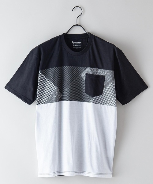 Blue Standard (ブルースタンダード)の「【BLUE STANDARD/ブルースタンダード】汗染みが目立ちにくいTシャツ ZEROSTAIN プリント切り替えTシャツ(Tシャツ/カットソー・メンズ・ホワイト/その他1/その他2/ブラック系その他/カリビアンブルー/ホワイト系その他/その他3/ブルー系その他/ネイビー/その他4/ブルー/ブラック・X-LARGE/LARGE/SMALL/MEDIUM)」の1枚目の写真