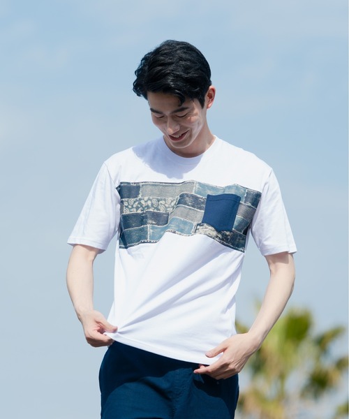 Blue Standard (ブルースタンダード)の「【BLUE STANDARD/ブルースタンダード】汗染みが目立ちにくいTシャツ ZEROSTAIN プリント切り替えTシャツ(Tシャツ/カットソー・メンズ・ホワイト/その他1/その他2/ブラック系その他/カリビアンブルー/ホワイト系その他/その他3/ブルー系その他/ネイビー/その他4/ブルー/ブラック・X-LARGE/LARGE/SMALL/MEDIUM)」の14枚目の写真